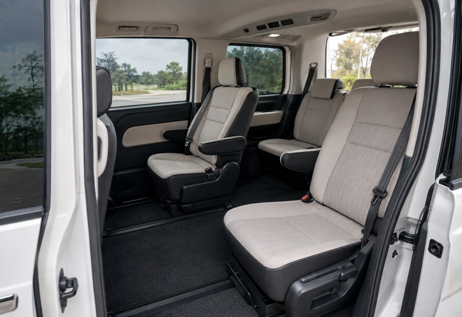 Clean shuttle interior arranged for passenger comfort